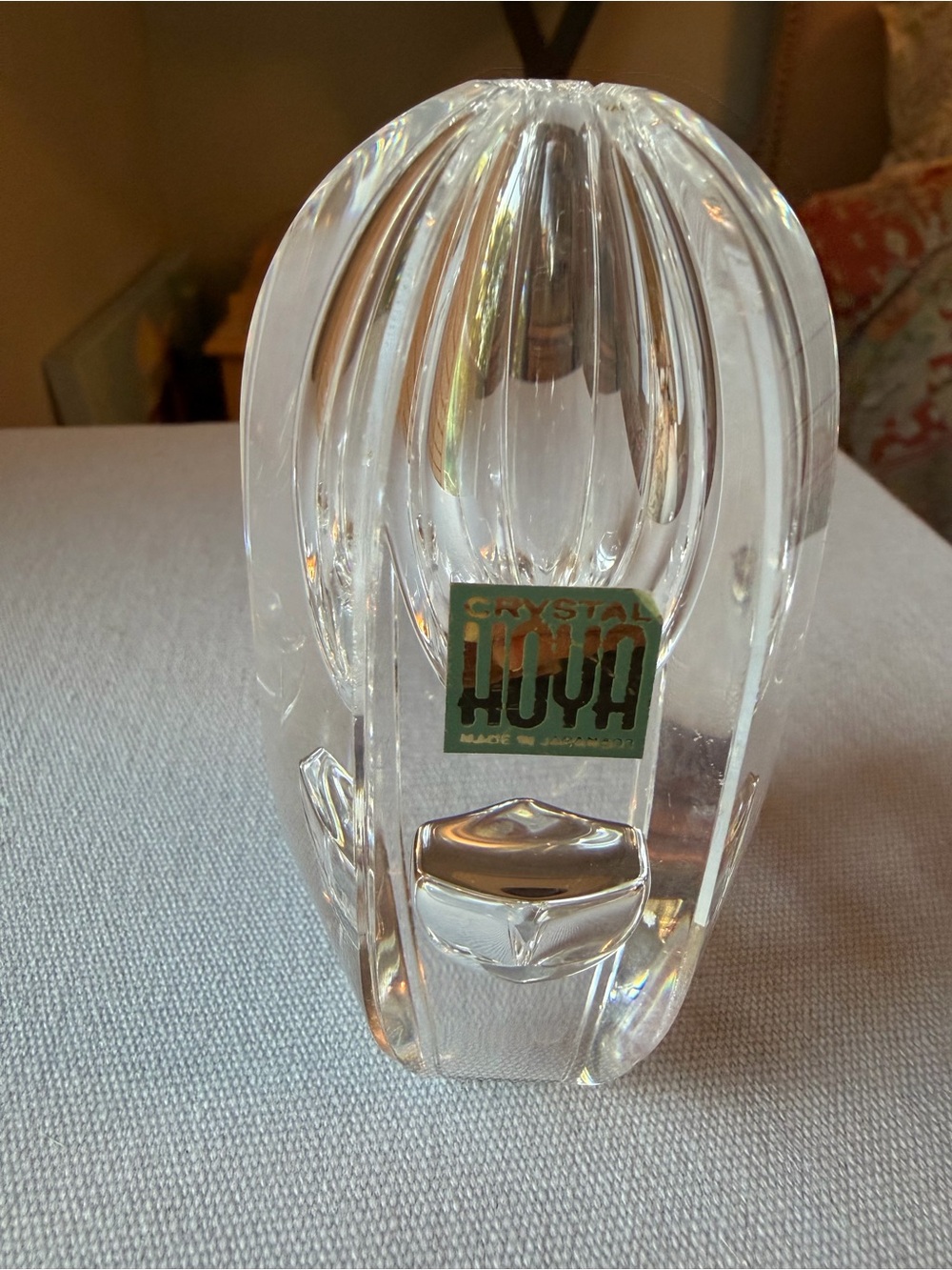 HOYA Clear Crystal Bud Vase Art Glass Japan